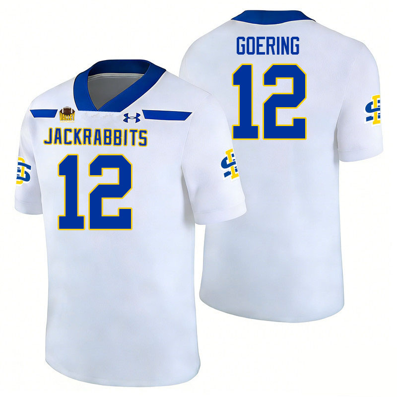 South Dakota State Jackrabbits #12 Grahm Goering College Football Jerseys,Uniforms-White